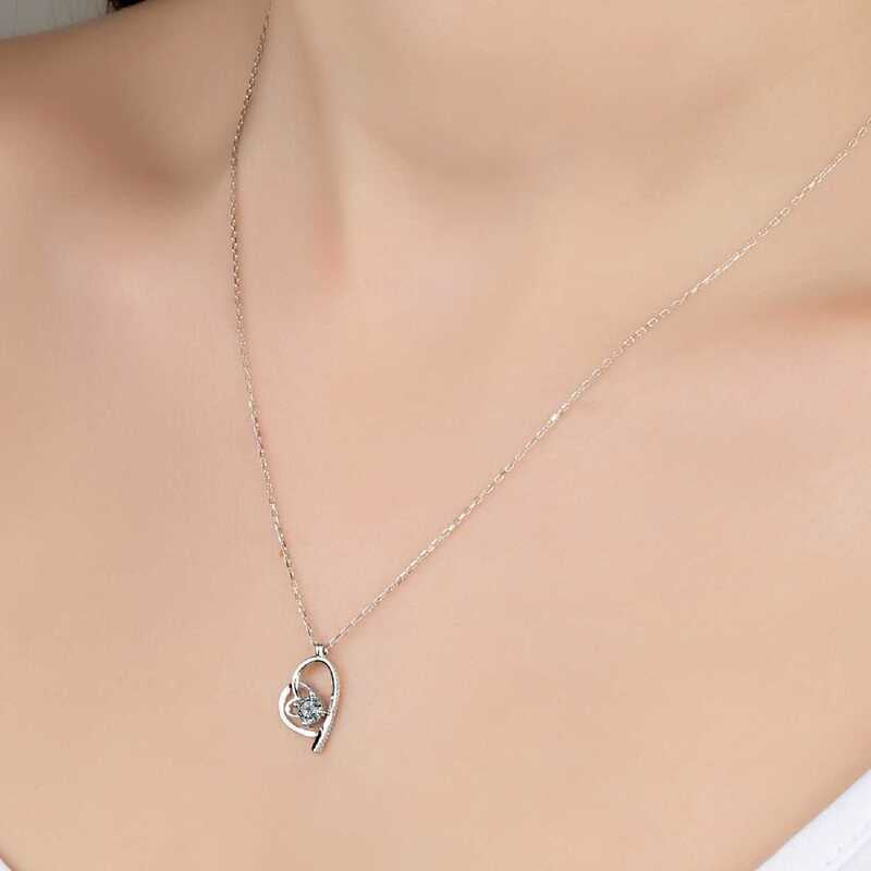 Silver Heart Necklace with Swarovski Crystals