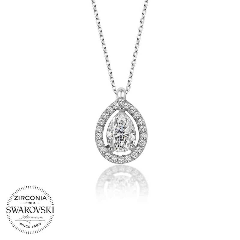 Silver Solitaire Necklace with Swarovski Crystals