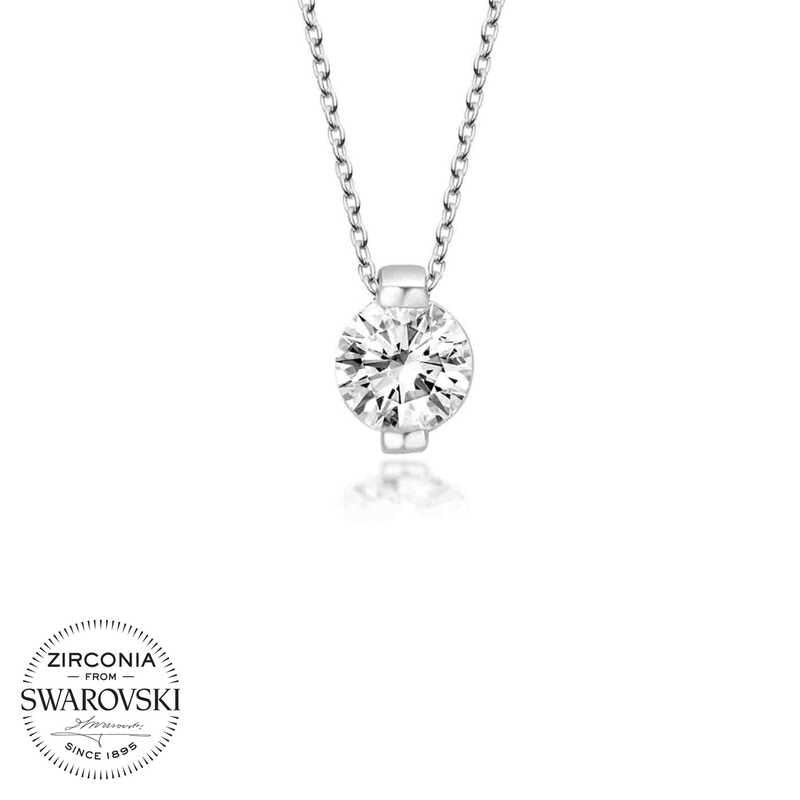 Silver Solitaire Necklace with Swarovski Crystals