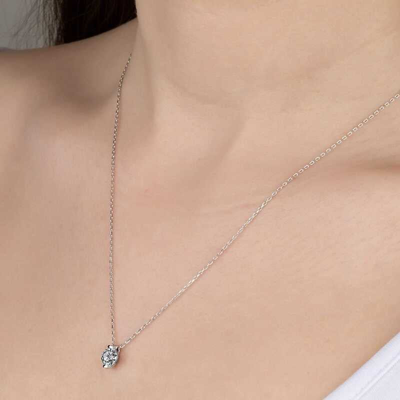 Silver Solitaire Necklace with Swarovski Crystals