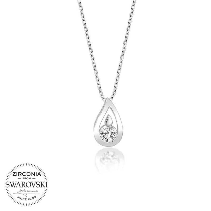 Silver Teardrop Necklace with Swarovski Crystals