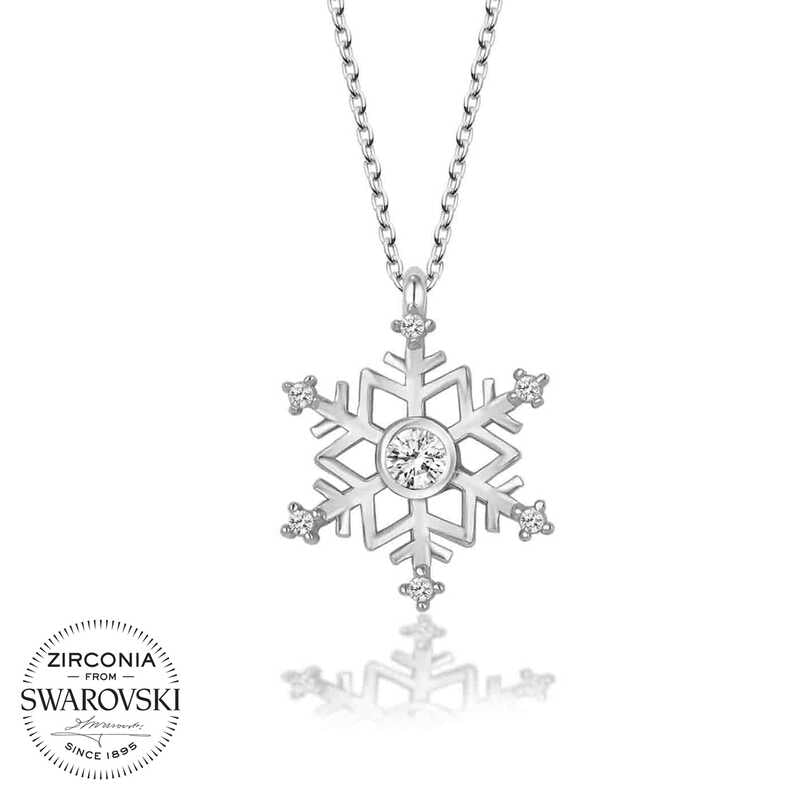 Silver Snowflake Necklace with Swarovski Crystals