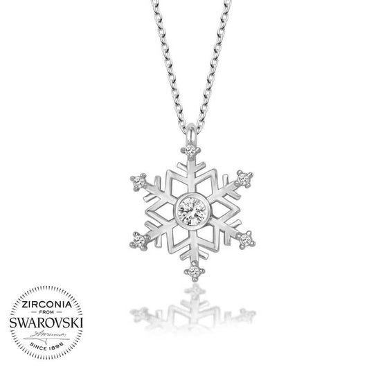 Silver Snowflake Necklace with Swarovski Crystals