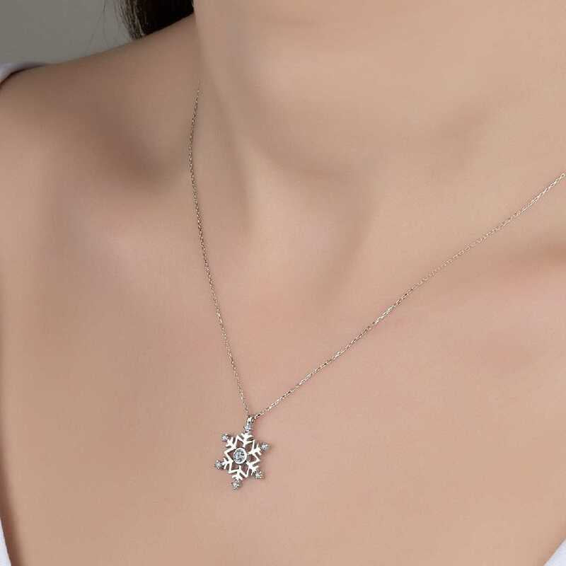 Silver Snowflake Necklace with Swarovski Crystals