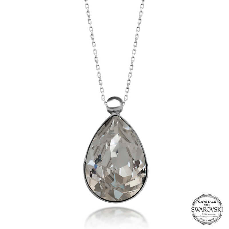 Silver Teardrop Necklace with Swarovski Crystals