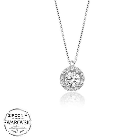 Silver Solitaire Necklace with Swarovski Crystals