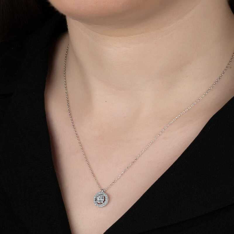 Silver Solitaire Necklace with Swarovski Crystals