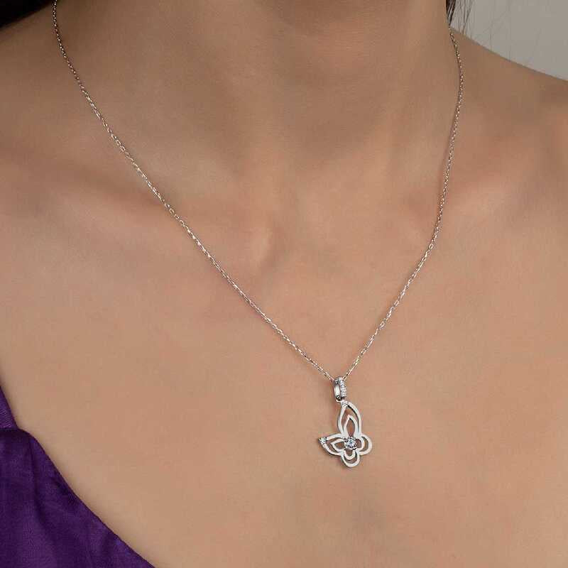 Silver Butterfly Necklace with Swarovski Crystals