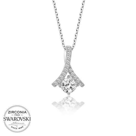 Silver Solitaire Necklace with Swarovski Crystals