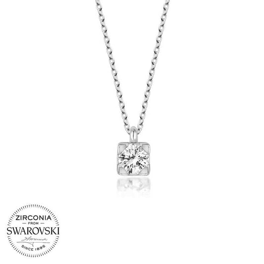 Silver Solitaire Necklace with Swarovski Crystals