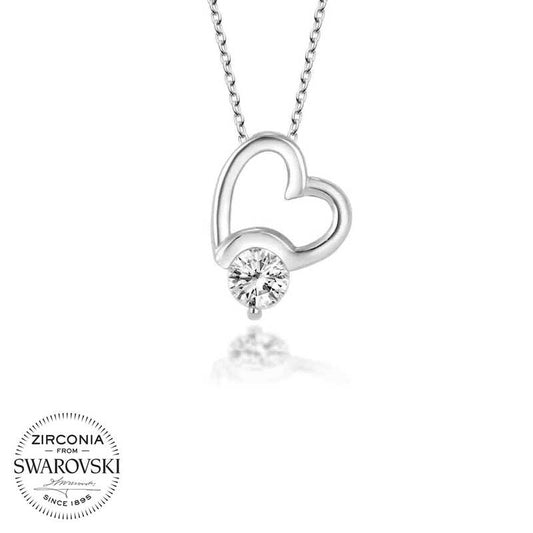 Silver Heart Necklace with Swarovski Crystals