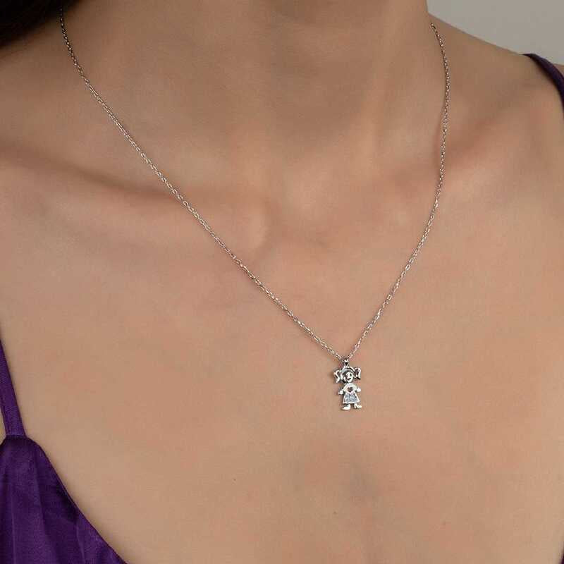 Silver Girl's Necklace with Swarovski Crystals