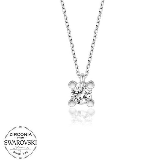 Silver Solitaire Necklace with Swarovski Crystals