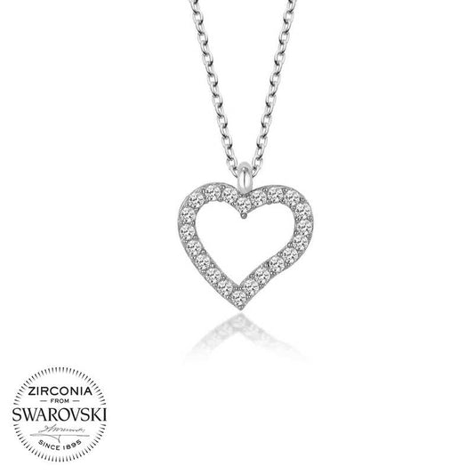 Silver Heart Necklace with Swarovski Crystals