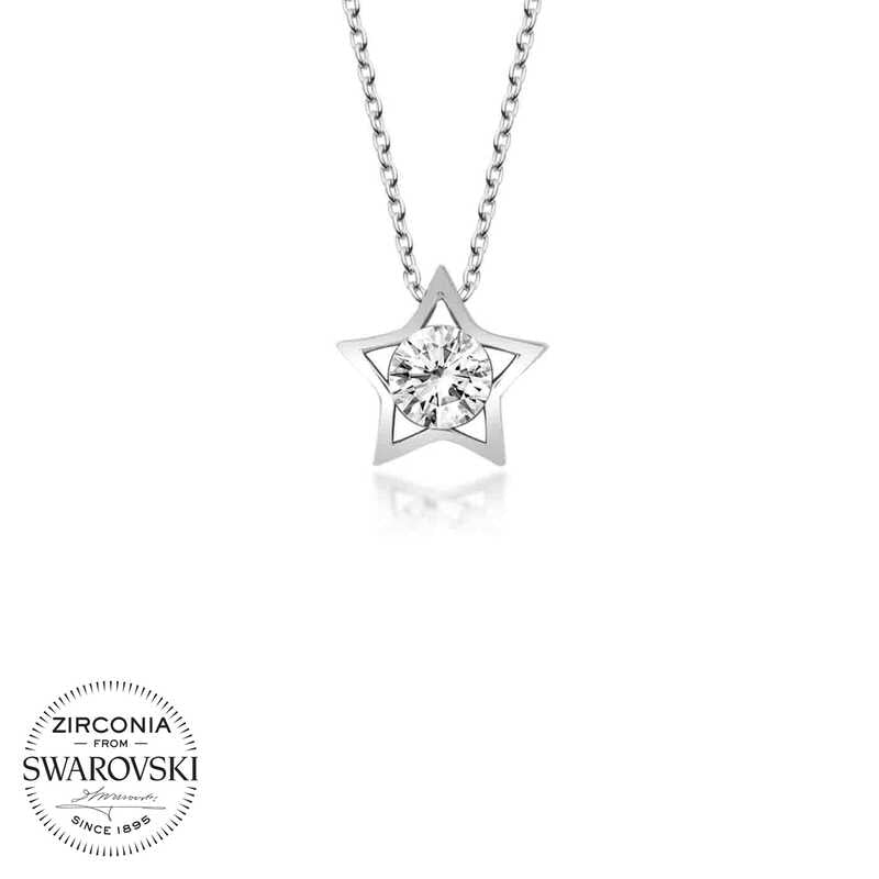 Silver Star Necklace with Swarovski Crystals