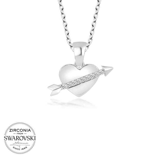 Silver Heart Necklace with Swarovski Crystals