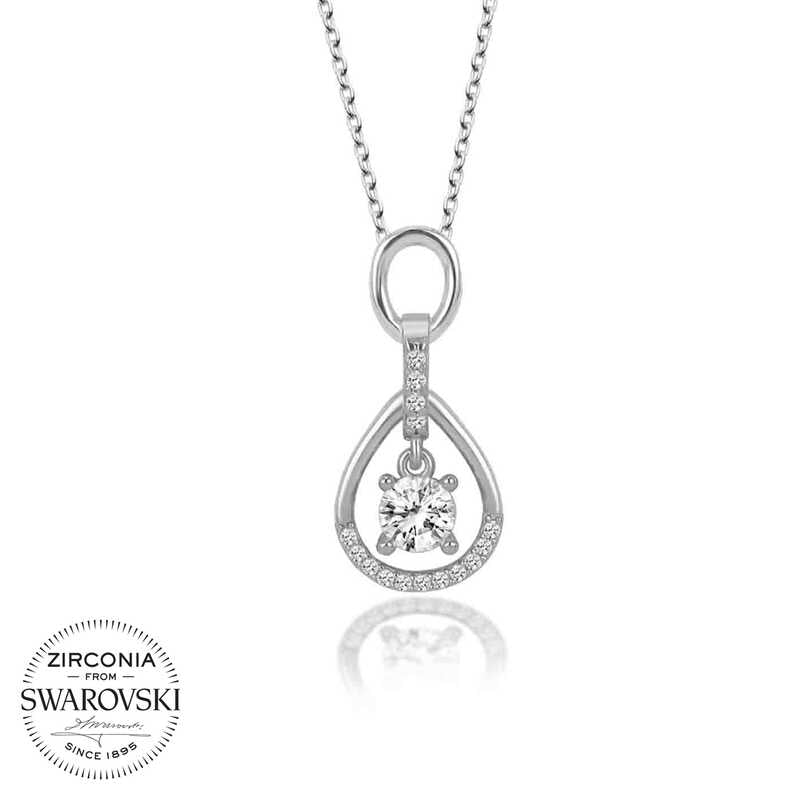 Silver Solitaire Necklace with Swarovski Crystals