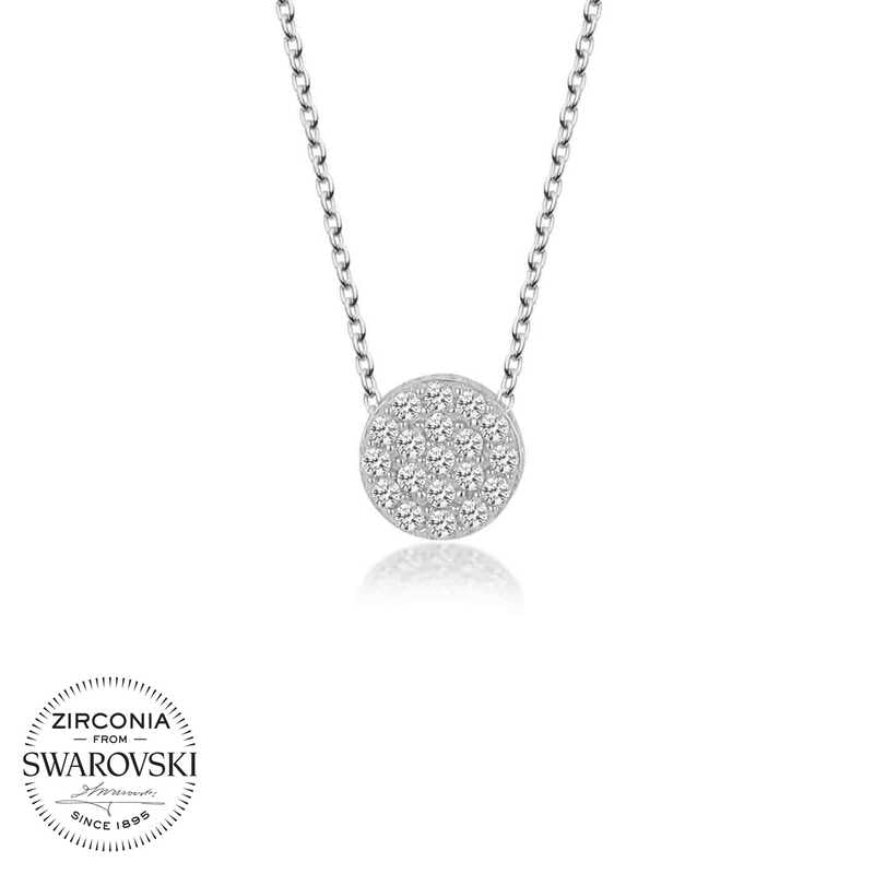 Silver Circle Necklace with Swarovski Crystals