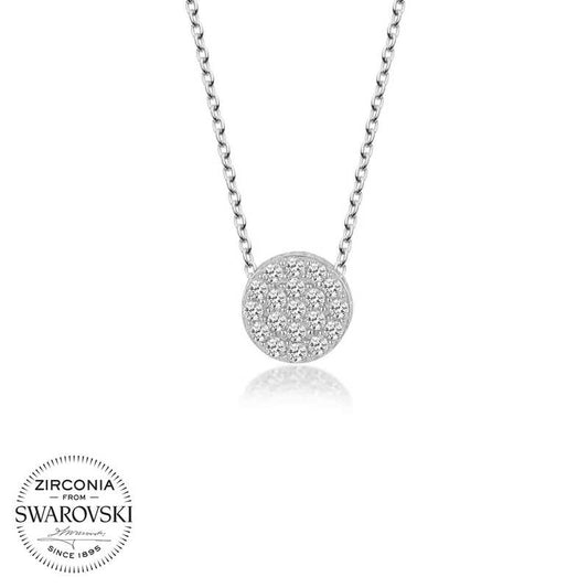 Silver Circle Necklace with Swarovski Crystals