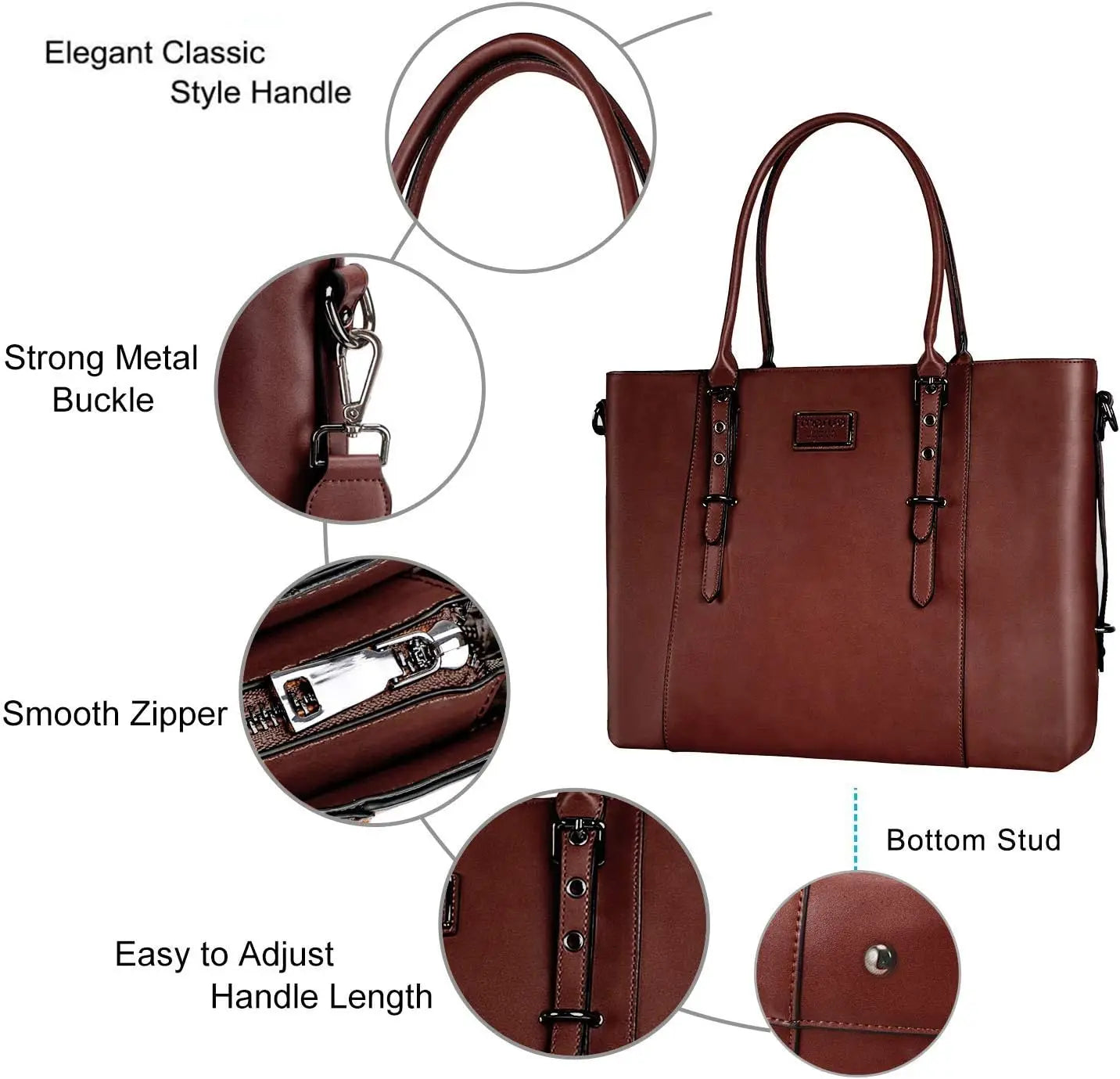 Versatile Leather Laptop Tote Bag