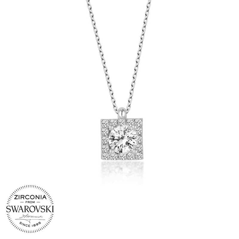 Silver Solitaire Necklace with Swarovski Crystals