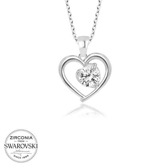 Silver Heart Necklace with Swarovski Crystals