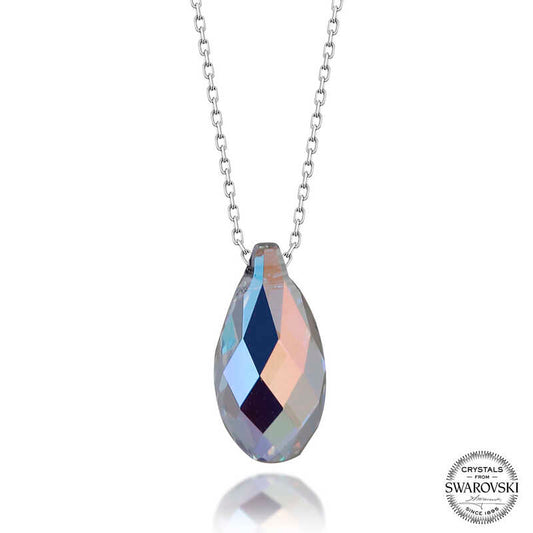 Silver Teardrop Necklace with Swarovski Crystals