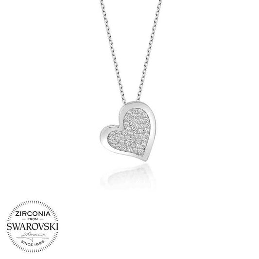 Silver Heart Necklace with Swarovski Crystals